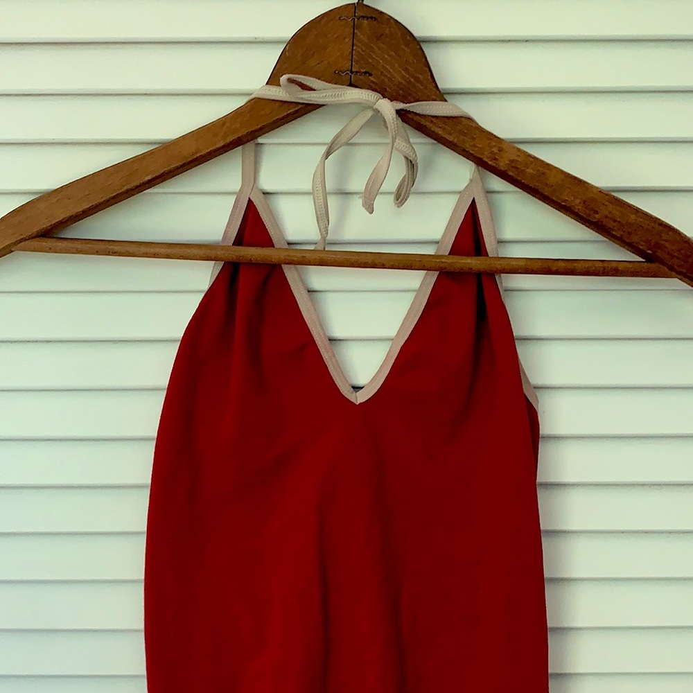 URBAN OUTFITTERS Red Halter Bodysuit
